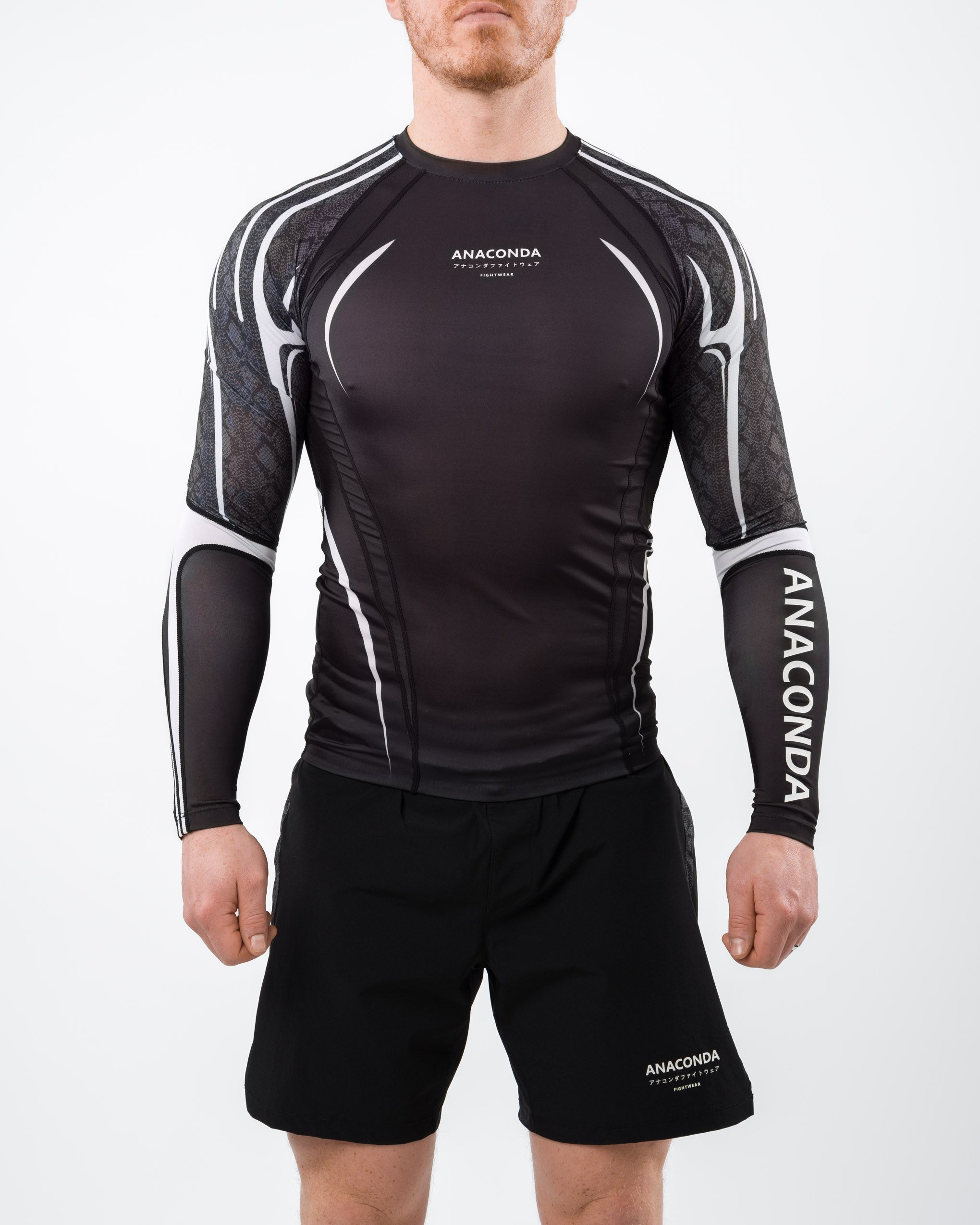X-Vent Evolution Long Sleeve Rashguard Black & White for MMA Training ...